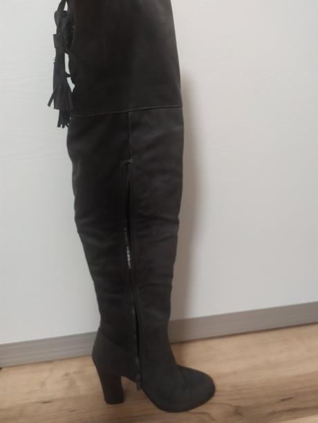 Šedé čižmy nad koleno veľkosť 35, jennifer&jennifer,35