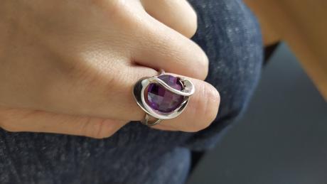 Fialový prsteň striebro 925,