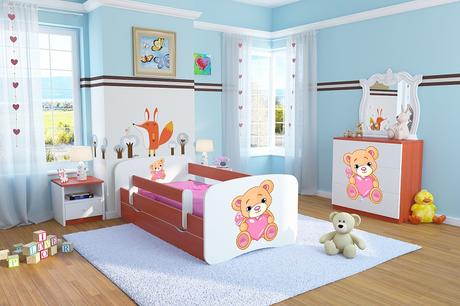 Detská posteľ so zábranou méďa so srdiečkom140x70, šírka (cm): 70,dĺžka (cm): 140