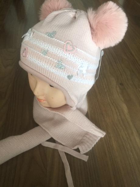 Zimná čiapka, šál - oh 38 - 40 cm, 56 / 62 / 68 / 74