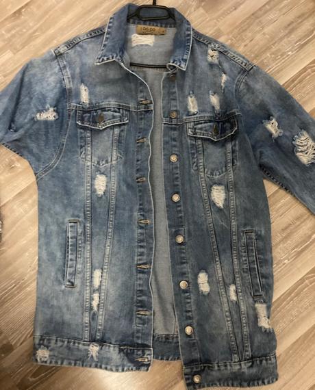 Krásna predĺžená riflová bunda, xl