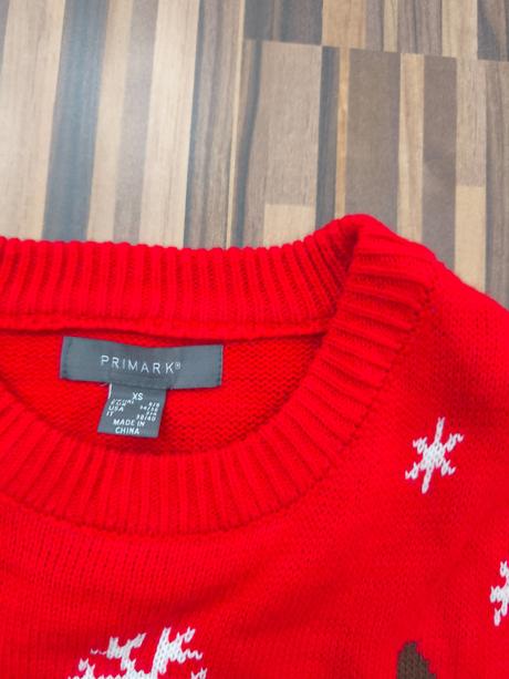 Červený vianočný sveter svietiaci 170/xs, primark,170