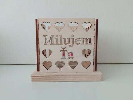 Drevený svietnik milujem ťa / ľúbim ťa, 