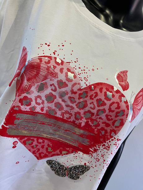 Dámske tričko vzor srdiečko a motýle (uni), l / m / s / xl