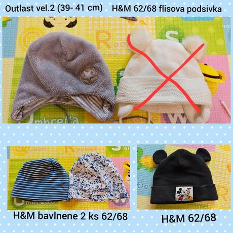Čiapky h&m 62/68 , outlast vel.2, h&m,68