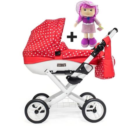 Kočík pre bábiku + spievajúca bábika ružová,