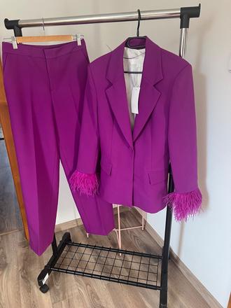 Zara viralny sakovy komplet s perím, zara,s