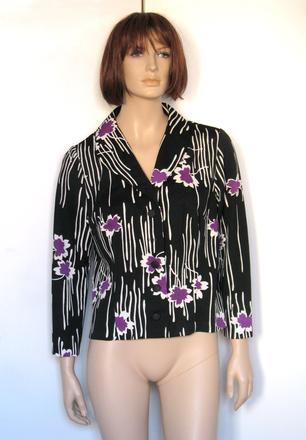 Retro čierno-bielo-fialové sako, xl