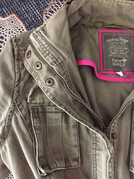 Olivová denim parka, c&a,158