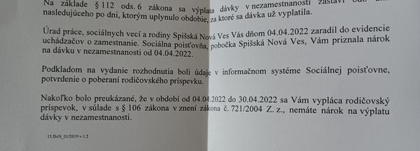 Zamietnutá dávka v nezamestnanosti