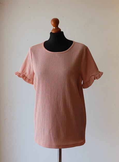 Textúrovaná svetloružová blúzka s volánovými rukáv, vero moda,m