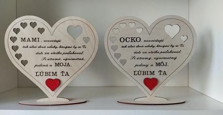 Veľké drevené srdiečko pre maminu a pre ocka, 