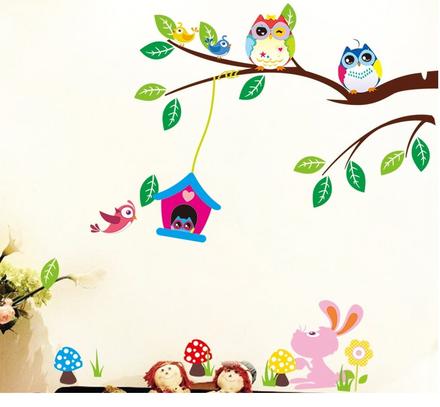 Sada nástenných detských samolepiek ambiance owls,