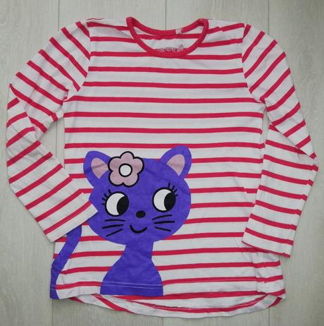 Pásikavé tričko s mačičkou, bonprix,110