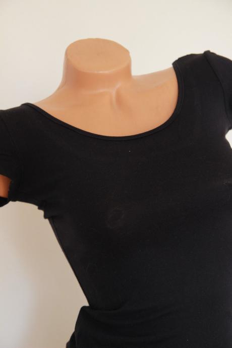 Čierne bavlnené body tričko, xs, xs