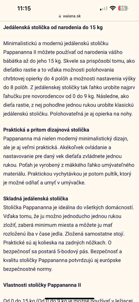 Jedálenská stolička -cam, cam