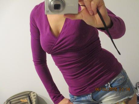 Fialové tričko s dlhým rukávom, s