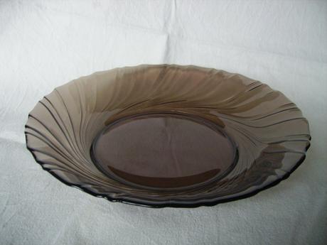 Veľká misa / tanier z dymového skla, 