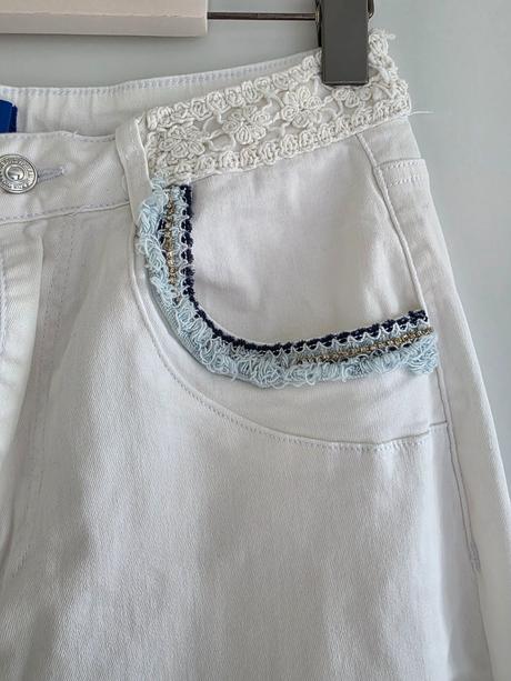 Biele elastické rifle made in italy l/xl, l