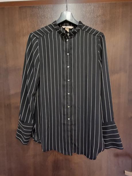 Čierna pruhovaná blúzka h&m conscious, h&m,34