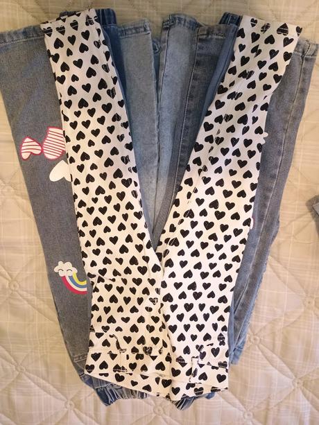 Nohavice 7ks + riflové bunda, h&m,110