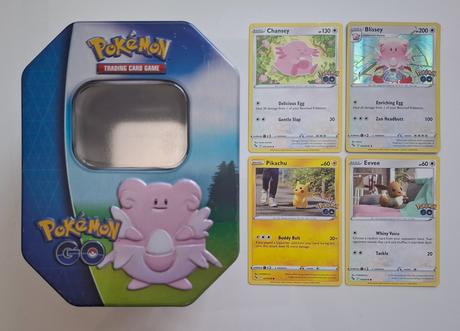 Pokémon go plechovka blissey + 4 karty,