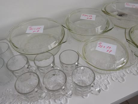 Jenské sklo, poháre sklenené+karafa, poháre na čaj,