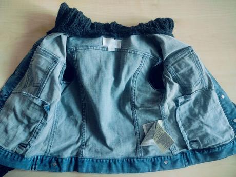 Riflová bundička s merino rukávmi a kapucňou, diesel,128