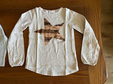 Tričká s 3d aplikáciou - dvojset 122/128, h&m,122