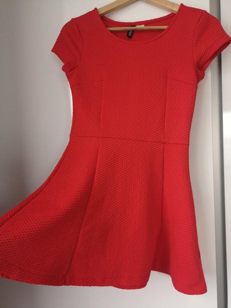 Červené mini šaty 34, h&m,xs