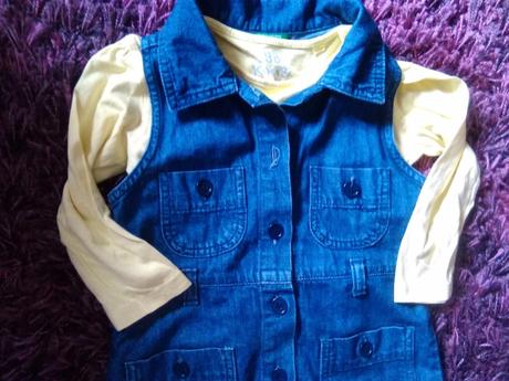 Benetton riflové saty+ tricko, benetton,92