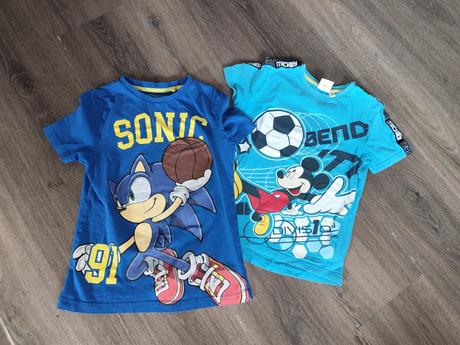 Tričko sonic + mickey mouse, 128