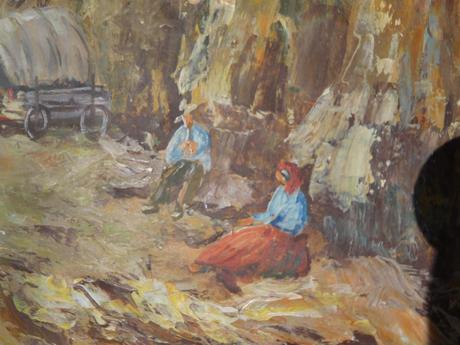 Kočovníci-olej na plátne 1952, 38 x 48 cm 2 kusy, 