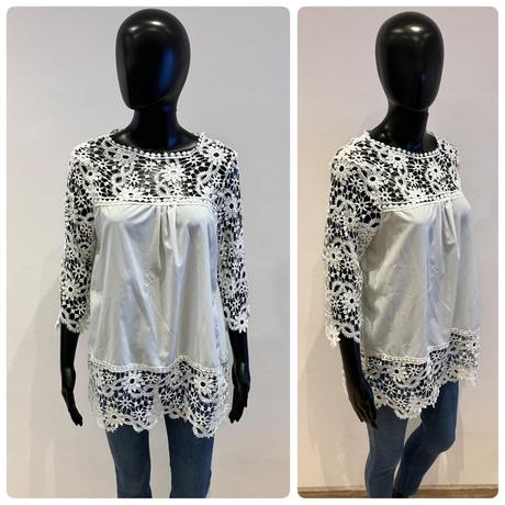 Dámska biela blúzka s čipkou, l