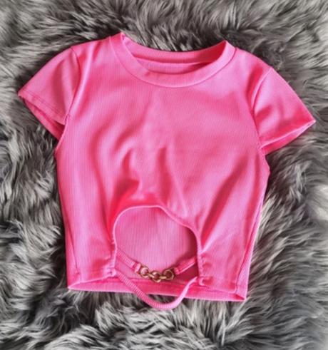Ružový crop top s, s