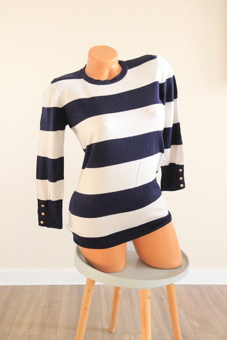 Bielo modrý pásikavý sveter, reserved, reserved,m