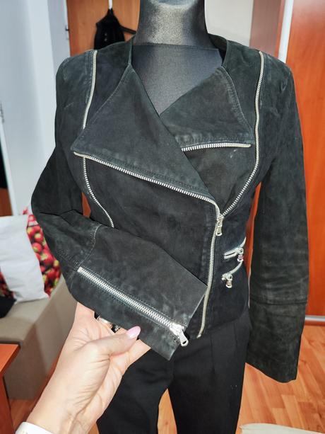 Zamatova bunda z pravej kože, s