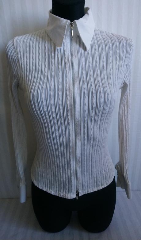 Elastický biely košelový top na zips, valentina s, s