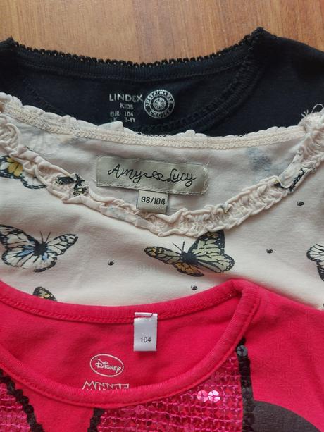 3x tričko dlhý rukáv 98/104 + 2x grátis, lindex,98