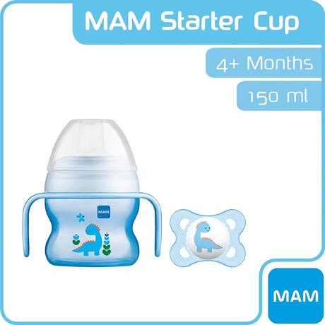 Mam hrnček starter cup modrý 150ml, 4m+ + cumlík, mam