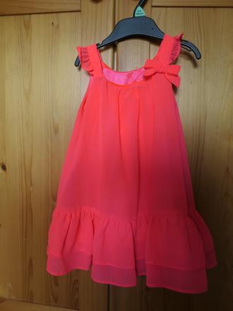 H&m krasne vzdusne neonkove saty 2-4r., h&m,98