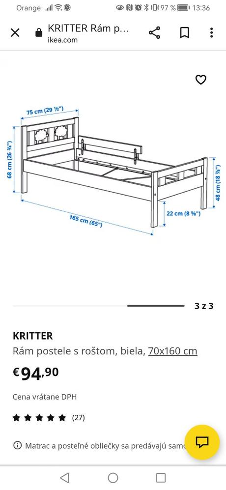 Postel, šírka (cm): 75,dĺžka (cm): 160