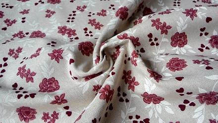 Bavlna režná - srdcové ruže, 