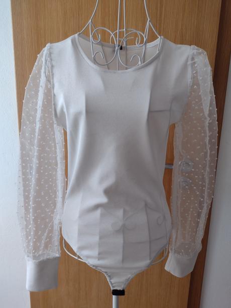 Biele body s puff rukávmi, m