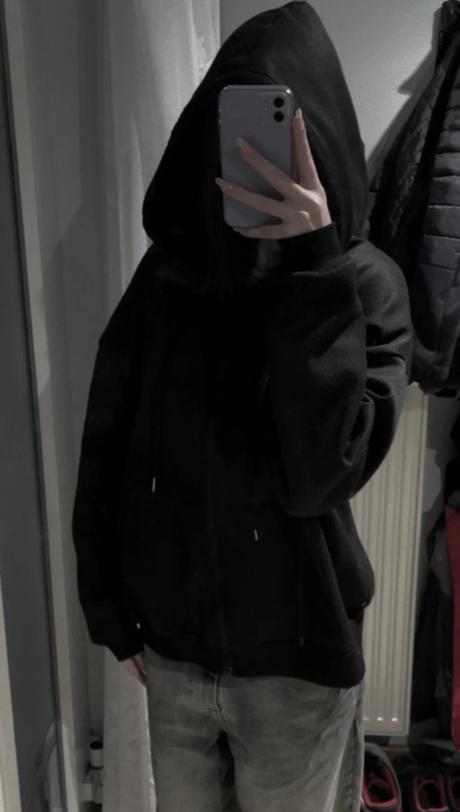 Oversize zip up cierna mikina, xl