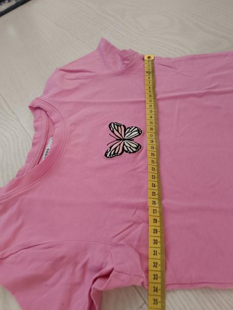 Ružové tričko s motýľom, xs