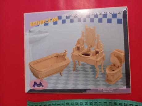 Záchod a vaňa kúpeľňa 3d skladačka drevená, 