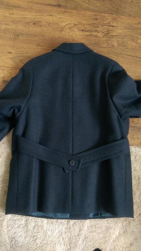 Tmavomodry komplet sukna + sacko/kabatik, 