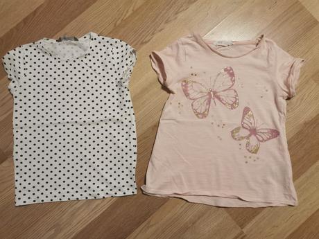Ružové tricko s motýľmi, h&m,134