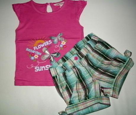 Tyrkysové kraťasky s tričenkom pre 3-5 roč. slečnu, girl2girl,110